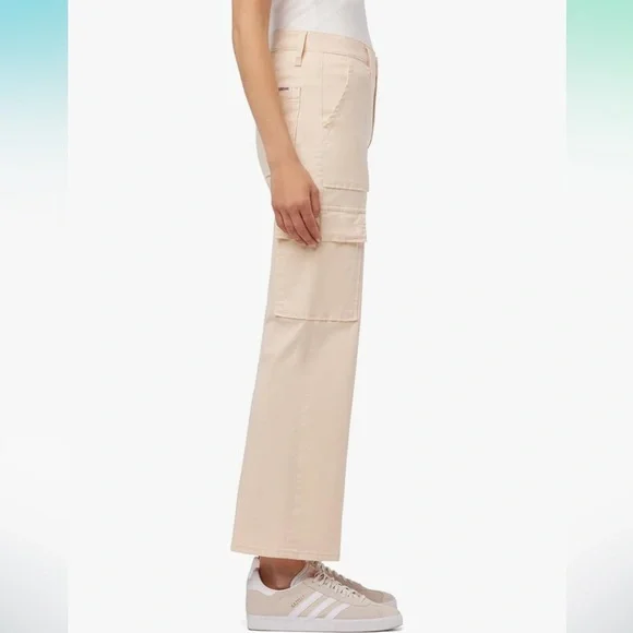 NWT Hudson Jeans Rosalie High Waisted Cargo Jeans in Bleached Sand - Picture 3 of 11